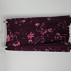 Chico's Pleated Purple Paisley Floral Cottagecore Soft Flowy Midi Skirt Sz:14